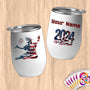 Physical Item 12 oz / White Badminton Glory ~ Limited Edition 2024 "USA Excellence" ~ Customizable 12oz Wine Tumbler with Lid