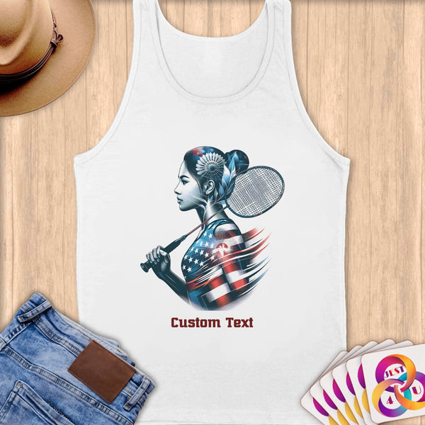 Physical Item S / White Badminton Glory ~ Limited Edition 2024 "USA Excellence" ~ Customizable Supersoft Tank Top