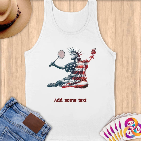 Physical Item S / White Badminton Glory ~ Limited Edition 2024 "USA Excellence" ~ Customizable Supersoft Tank Top