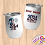 Physical Item 12 oz / White Badminton Glow ~ Limited Edition 2024 "USA Excellence" ~ Customizable 12oz Wine Tumbler with Lid