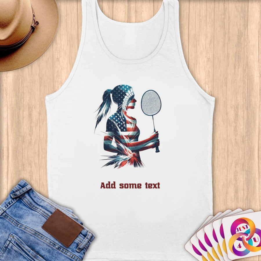 Physical Item S / White Badminton Glow ~ Limited Edition 2024 "USA Excellence" ~ Customizable Supersoft Tank Top