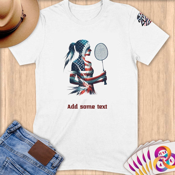 Physical Item S / White Badminton Glow ~ Limited Edition 2024 "USA Excellence" ~ Personalized Softstyle T-Shirt