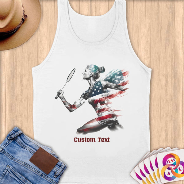 Physical Item S / White Badminton Hero ~ Limited Edition 2024 "USA Excellence" ~ Customizable Supersoft Tank Top