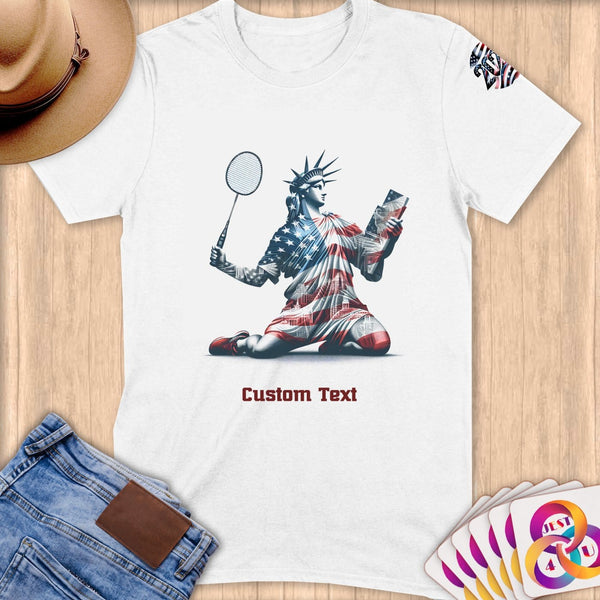 Physical Item S / White Badminton Liberty ~ Limited Edition 2024 "USA Excellence" ~ Personalized Softstyle T-Shirt