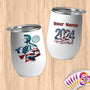 Physical Item 12 oz / White Badminton Patriot ~ Limited Edition 2024 "USA Excellence" ~ Customizable 12oz Wine Tumbler with Lid