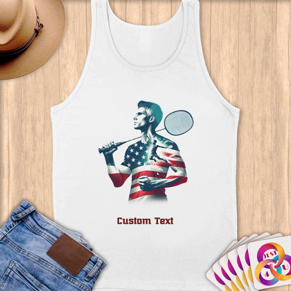 Physical Item S / White Badminton Patriot ~ Limited Edition 2024 "USA Excellence" ~ Customizable Supersoft Tank Top