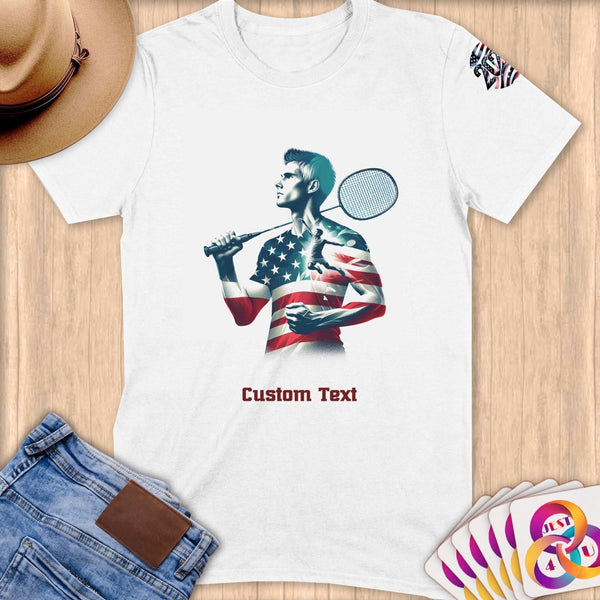 Physical Item S / White Badminton Patriot ~ Limited Edition 2024 "USA Excellence" ~ Personalized Softstyle T-Shirt