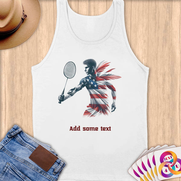 Physical Item S / White Badminton Sensation ~ Limited Edition 2024 "USA Excellence" ~ Customizable Supersoft Tank Top