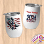 Physical Item 12 oz / White Basket Liberty ~Limited Edition 2024 "USA Excellence" ~ Customizable 12oz Wine Tumbler with Lid