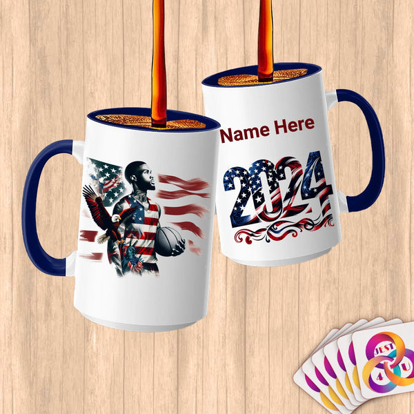 Physical Item 15oz / Blue Basket Liberty ~Limited Edition 2024 "USA Excellence" ~ Customized Large 15oz Mug