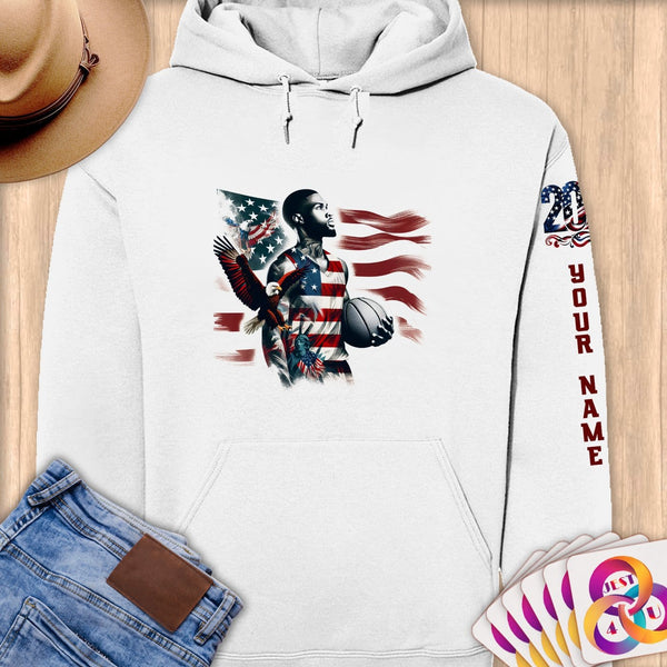 Physical Item S / White Basket Liberty ~Limited Edition 2024 "USA Excellence" ~ Personalized Premium Hoodie