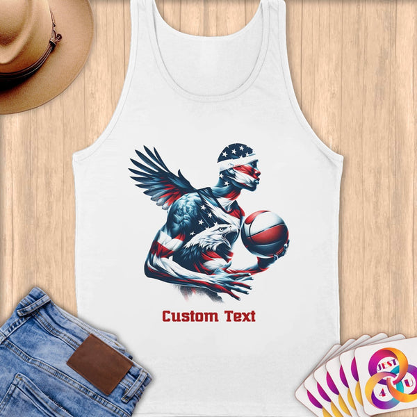 Physical Item S / White Basketball Eagle ~Limited Edition 2024 "USA Excellence" ~ Customizable Supersoft Tank Top