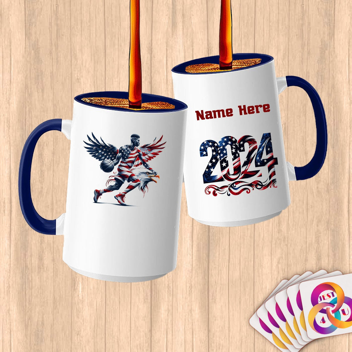 Physical Item 15oz / Blue Basketball Eagle~Limited Edition 2024 "USA Excellence" ~ Customized Large 15oz Mug