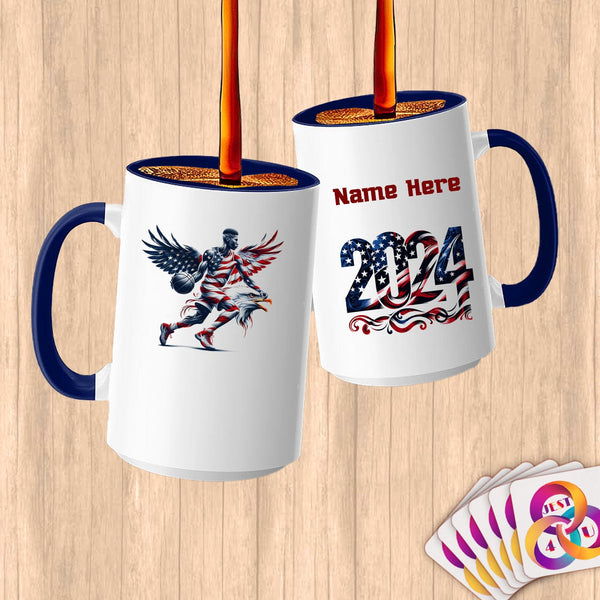 Physical Item 15oz / Blue Basketball Eagle~Limited Edition 2024 "USA Excellence" ~ Customized Large 15oz Mug