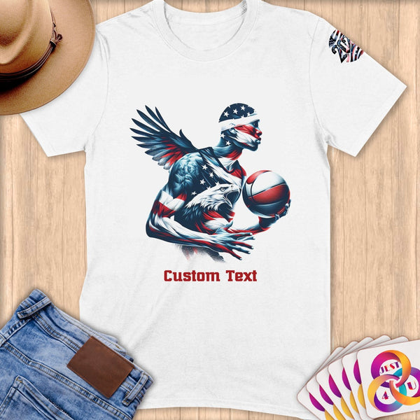 Physical Item S / White Basketball Eagle ~Limited Edition 2024 "USA Excellence" ~ Personalized Softstyle T-Shirt