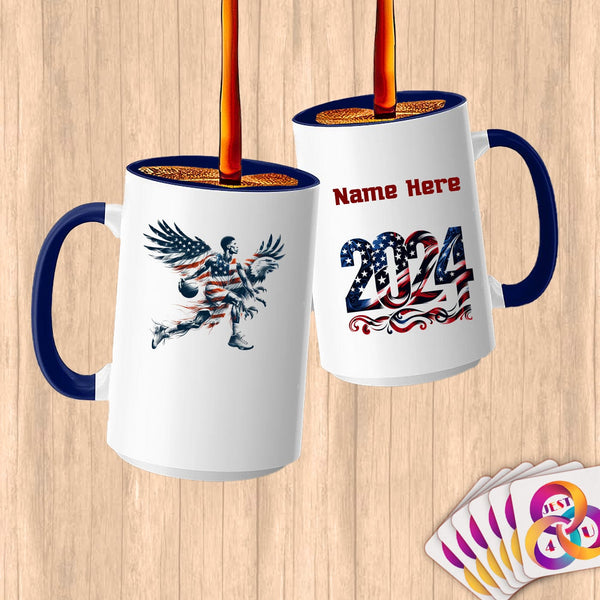 Physical Item 15oz / Blue Basketball Eagle Patriotism~Limited Edition 2024 "USA Excellence" ~ Customized Large 15oz Mug