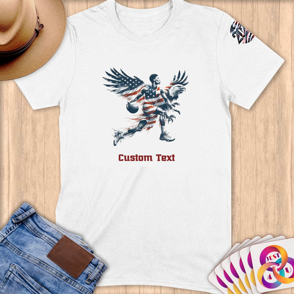Physical Item S / White Basketball Eagle Patriotism~Limited Edition 2024 "USA Excellence" ~ Personalized Softstyle T-Shirt