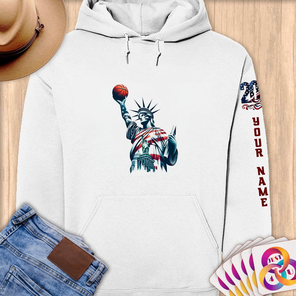 Physical Item S / White Basketball Liberty ~Limited Edition 2024 "USA Excellence" ~ Personalized Premium Hoodie
