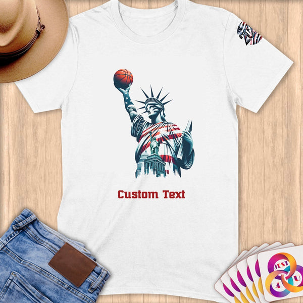Physical Item S / White Basketball Liberty ~Limited Edition 2024 "USA Excellence" ~ Personalized Softstyle T-Shirt