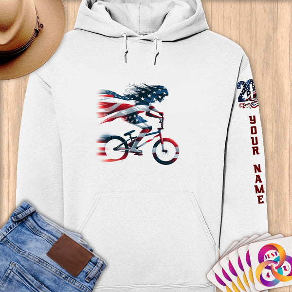 Physical Item S / White BMX Liberty ~ Limited Edition 2024 "USA Excellence" ~ Personalized Premium Hoodie