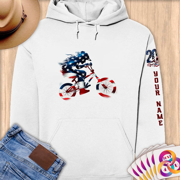 Physical Item S / White BMX Pride ~ Limited Edition 2024 "USA Excellence" ~ Personalized Premium Hoodie