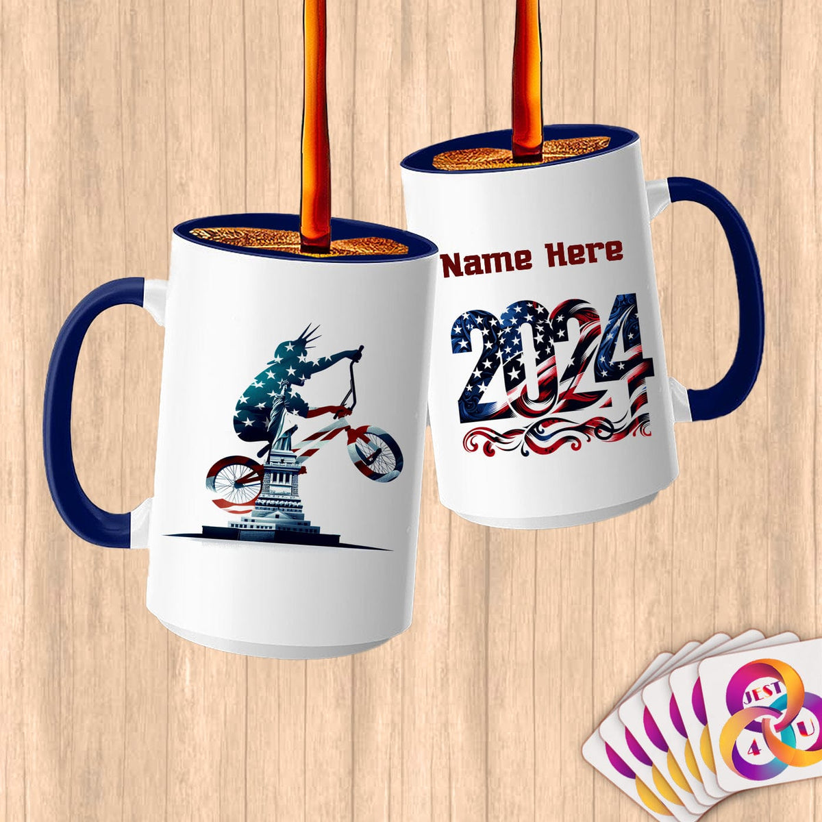 Physical Item 15oz / Blue BMX Statue ~ Limited Edition 2024 "USA Excellence" ~ Customized Large 15oz Mug