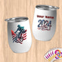 Physical Item 12 oz / White BMX Stripes Rider ~ Limited Edition 2024 "USA Excellence" ~ Customizable 12oz Wine Tumbler with Lid