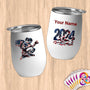 Physical Item 12 oz / White Boxing Angel American~Limited Edition 2024 "USA Excellence" ~ Customizable 12oz Wine Tumbler with Lid