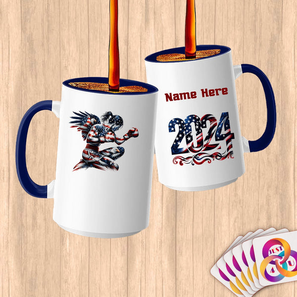 Physical Item 15oz / Blue Boxing Angel American~Limited Edition 2024 "USA Excellence" ~ Customized Large 15oz Mug