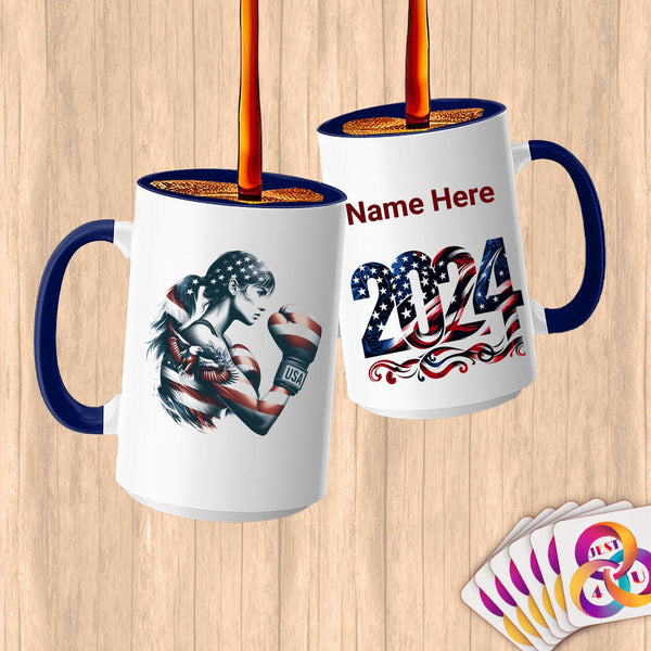 Physical Item 15oz / Blue Boxing Champ USA ~Limited Edition 2024 "USA Excellence" ~ Customized Large 15oz Mug