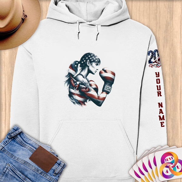 Physical Item S / White Boxing Champ USA ~Limited Edition 2024 "USA Excellence" ~ Personalized Premium Hoodie