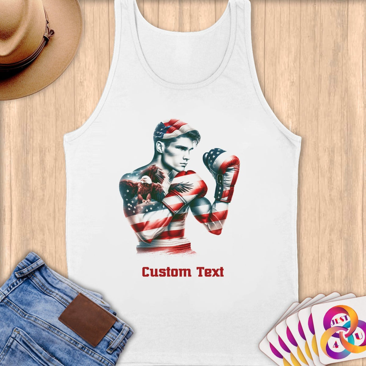 Physical Item S / White Boxing Patriot ~Limited Edition 2024 "USA Excellence" ~ Customizable Supersoft Tank Top