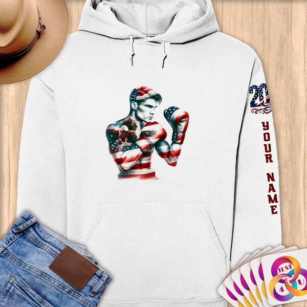 Physical Item S / White Boxing Patriot ~Limited Edition 2024 "USA Excellence" ~ Personalized Premium Hoodie