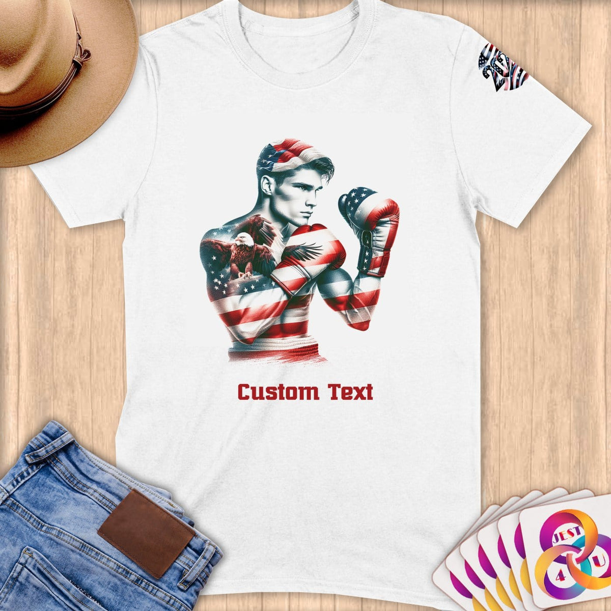 Physical Item S / White Boxing Patriot ~Limited Edition 2024 "USA Excellence" ~ Personalized Softstyle T-Shirt