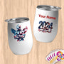 Physical Item 12 oz / White Champion Patriot~Limited Edition 2024 "USA Excellence" ~ Customizable 12oz Wine Tumbler with Lid