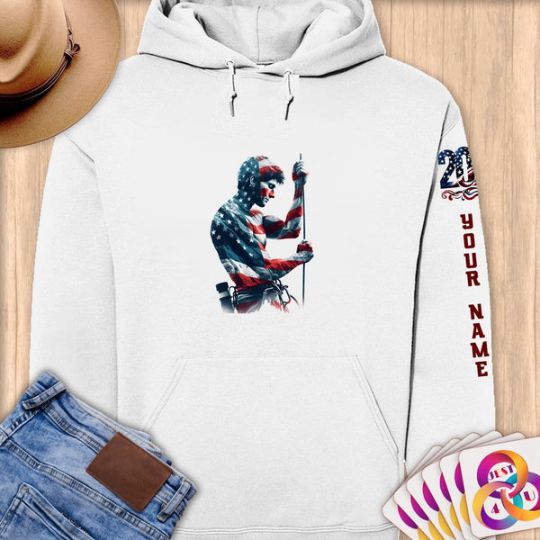 Physical Item S / White Climbing Liberty ~ Limited Edition 2024 "USA Excellence" ~ Personalized Premium Hoodie