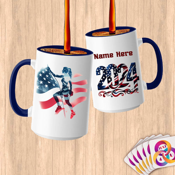 Physical Item 15oz / Blue Climbing Strength ~ Limited Edition 2024 "USA Excellence" ~ Customized Large 15oz Mug