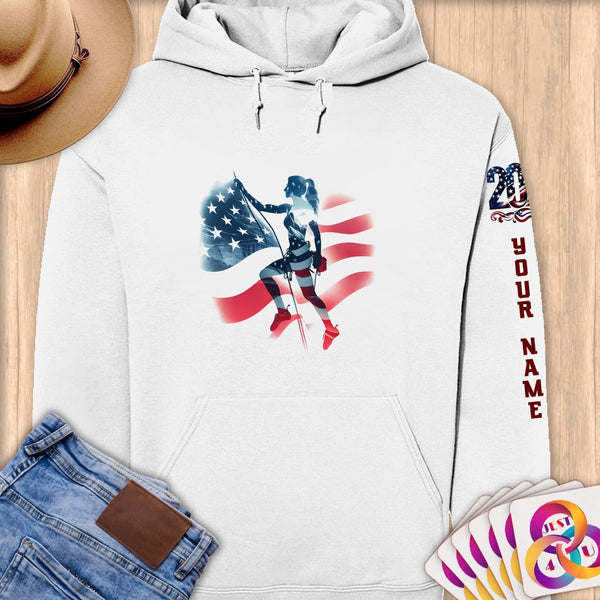 Physical Item S / White Climbing Strength ~ Limited Edition 2024 "USA Excellence" ~ Personalized Premium Hoodie