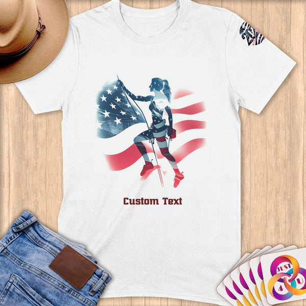 Physical Item S / White Climbing Strength ~ Limited Edition 2024 "USA Excellence" ~ Personalized Softstyle T-Shirt