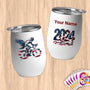 Physical Item 12 oz / White Cyclist Eagle American~Limited Edition 2024 "USA Excellence" ~ Customizable 12oz Wine Tumbler with Lid