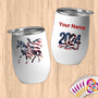 Physical Item 12 oz / White Dancing Equestrian~Limited Edition 2024 "USA Excellence" ~ Customizable 12oz Wine Tumbler with Lid
