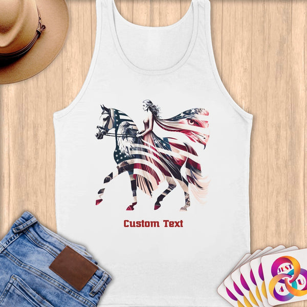 Physical Item S / White Dancing Equestrian~Limited Edition 2024 "USA Excellence" ~ Customizable Supersoft Tank Top