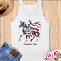 Physical Item S / White Dancing Equestrian~Limited Edition 2024 "USA Excellence" ~ Customizable Supersoft Tank Top