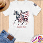 Physical Item S / White Dancing Equestrian~Limited Edition 2024 "USA Excellence" ~ Personalized Softstyle T-Shirt