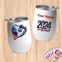 Physical Item 12 oz / White Diving Freedom~Limited Edition 2024 "USA Excellence" ~ Customizable 12oz Wine Tumbler with Lid