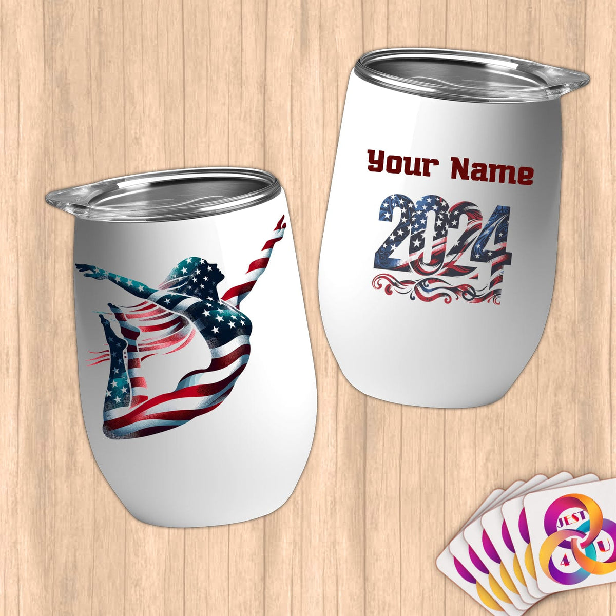 Physical Item 12 oz / White Diving Freedom ~ Limited Edition 2024 "USA Excellence" ~ Customizable 12oz Wine Tumbler with Lid