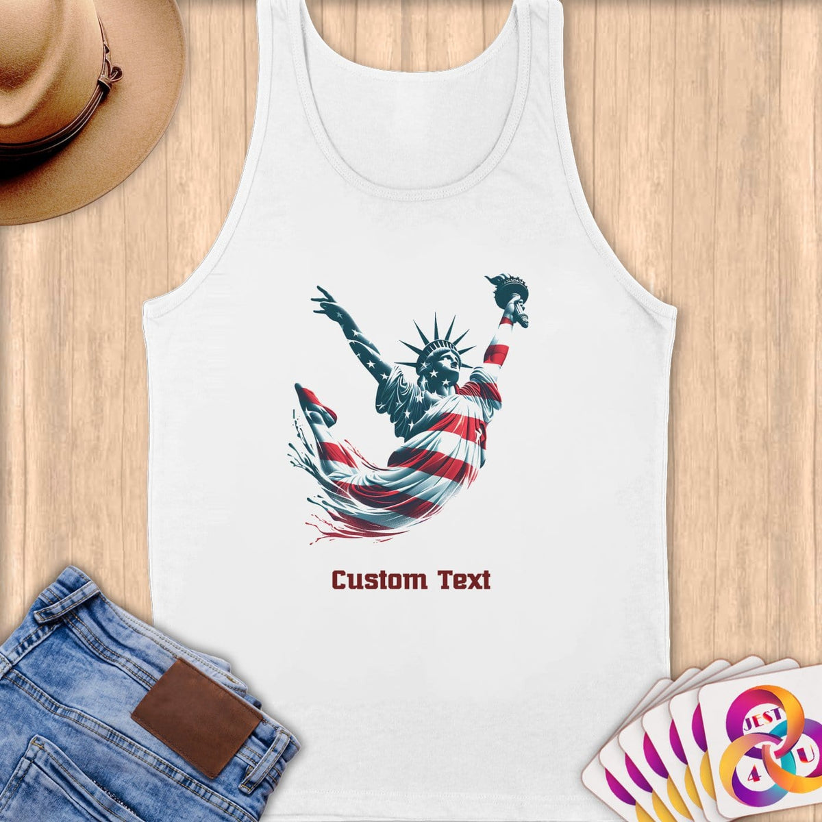 Physical Item S / White Diving Freedom ~ Limited Edition 2024 "USA Excellence" ~ Customizable Supersoft Tank Top