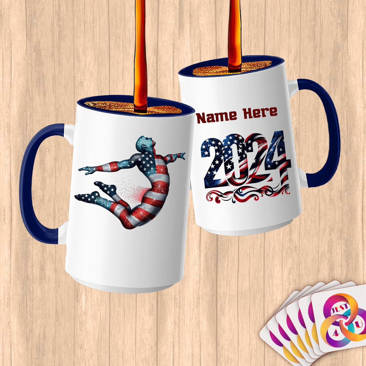 Physical Item 15oz / Blue Diving Hero ~ Limited Edition 2024 "USA Excellence" ~ Customized Large 15oz Mug