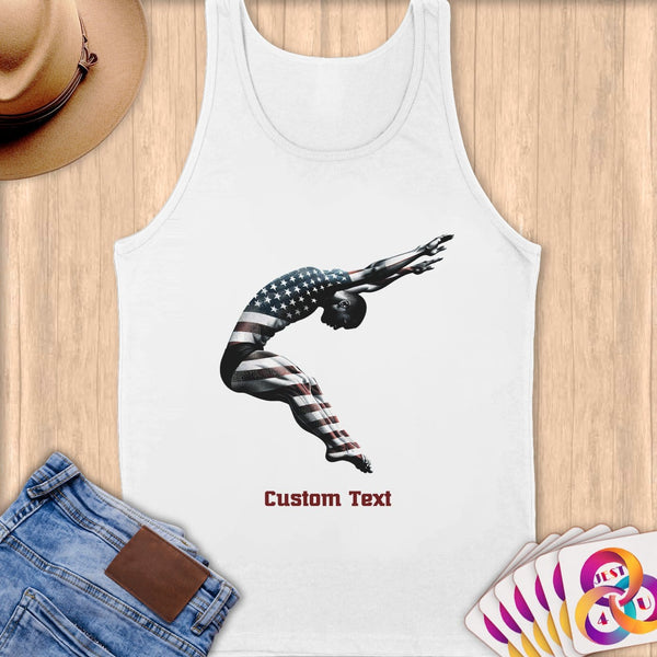 Physical Item S / White Diving Leap ~ Limited Edition 2024 "USA Excellence" ~ Customizable Supersoft Tank Top