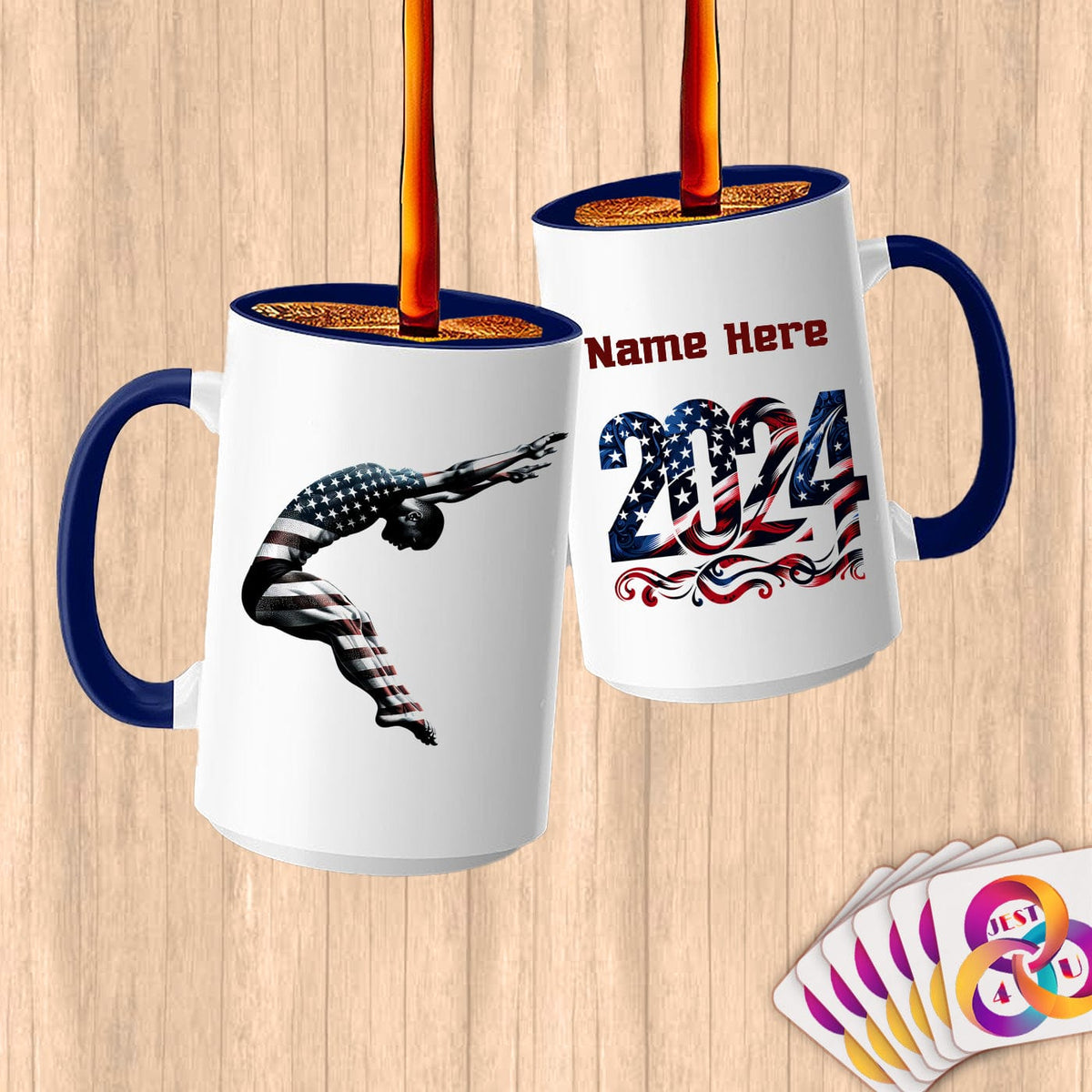 Physical Item 15oz / Blue Diving Leap ~ Limited Edition 2024 "USA Excellence" ~ Customized Large 15oz Mug
